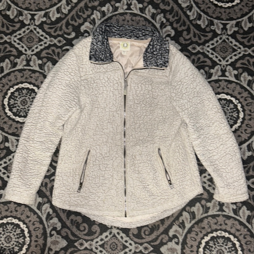 Soft Cream Sherpa Zip Up Lined Jacket (S/M)